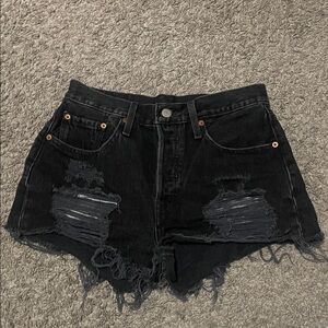 Levi's Black Distressed Cutoff Denim Shorts